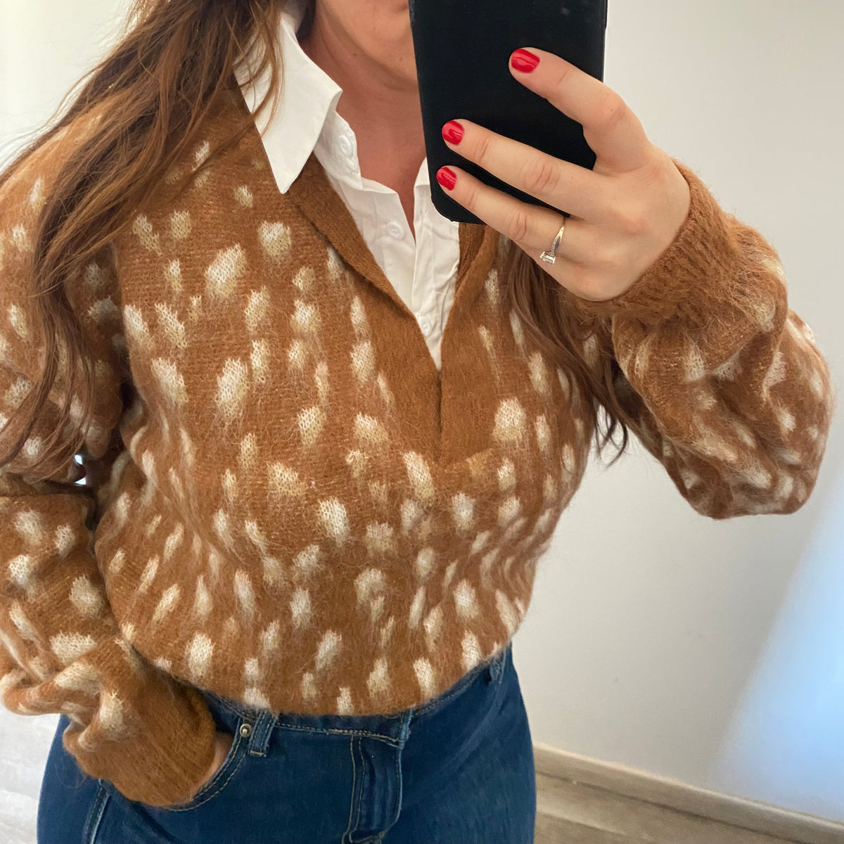 Pull Col Polo Imprimé Bambie