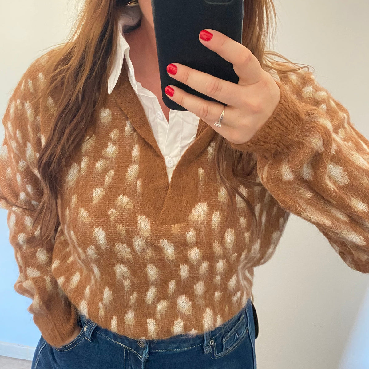 Pull Col Polo Imprimé Bambie