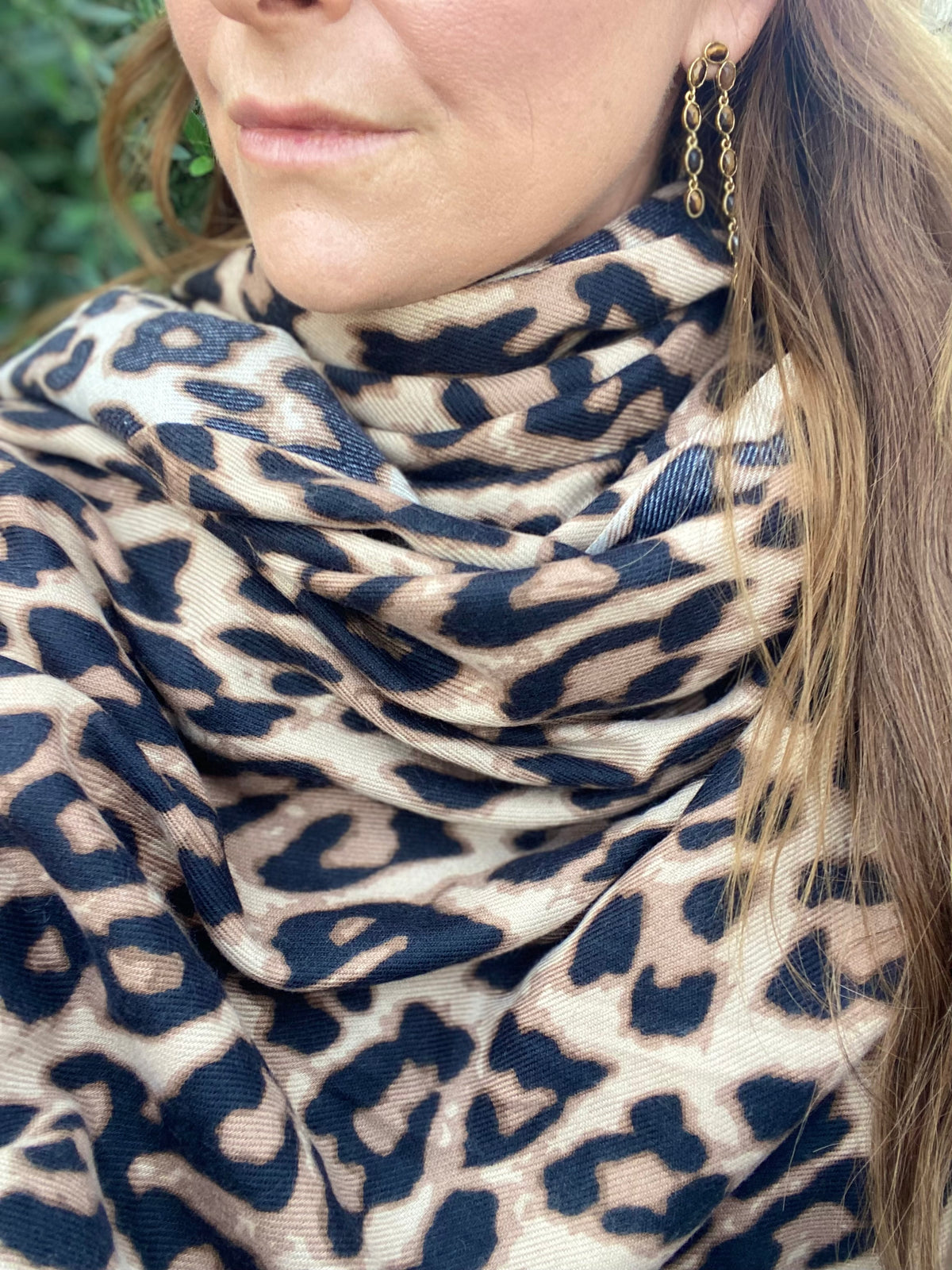 Foulard Snood Léopard Caramel Noir