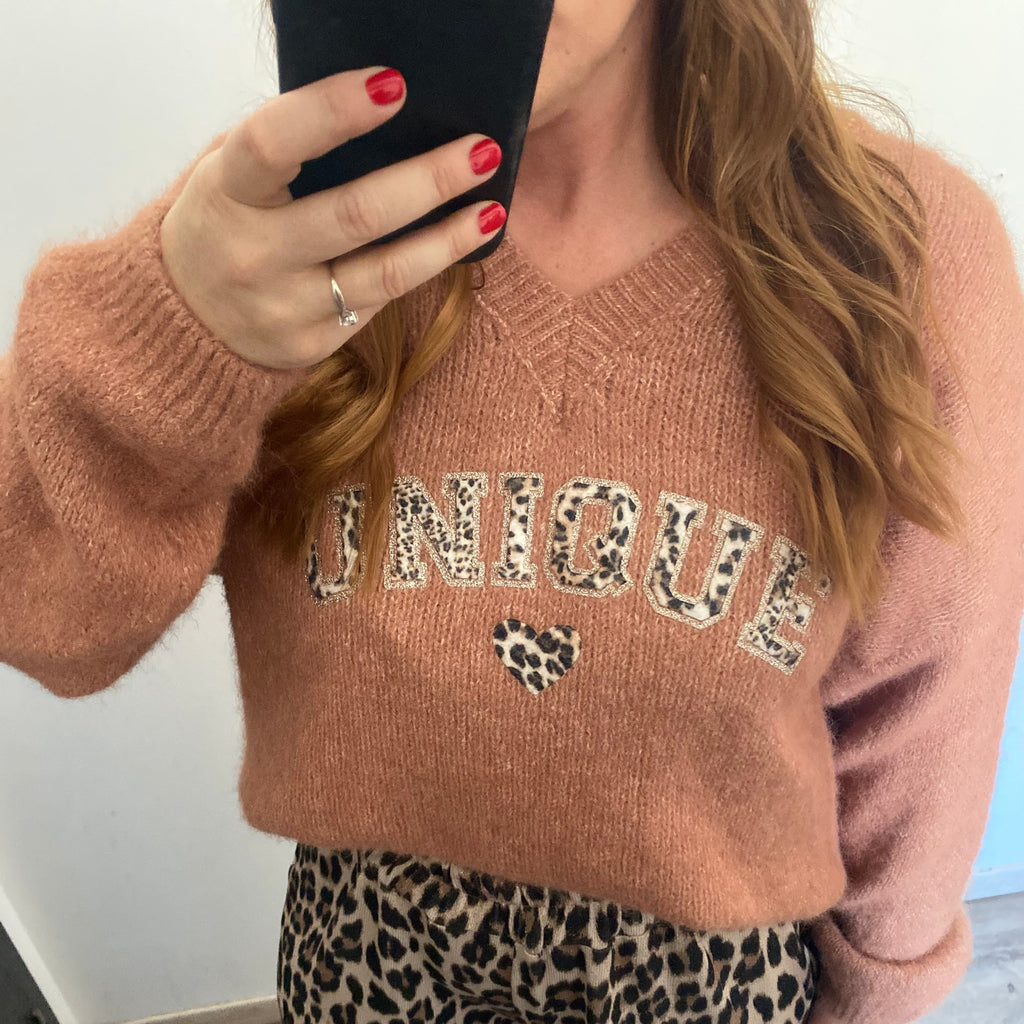 Pull Broderie Léopard