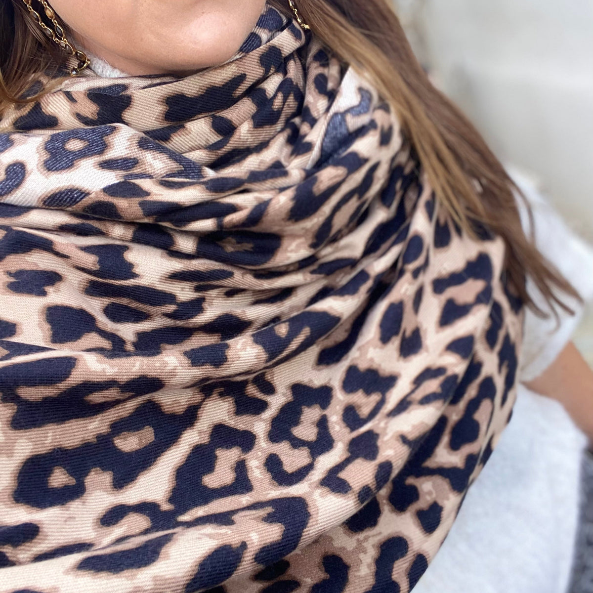 Foulard Snood Léopard Caramel Noir