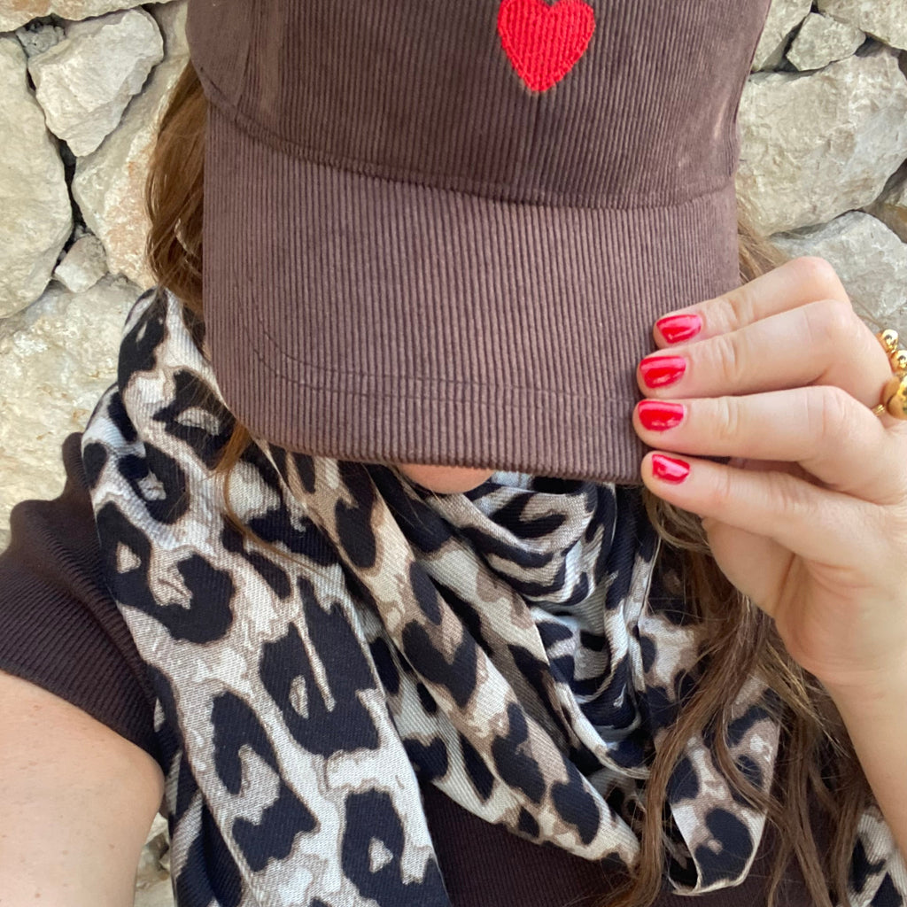 Casquette Velours Côtelé Cœur Rouge