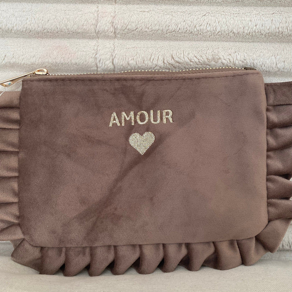 Pochette Velours Broderie Amour
