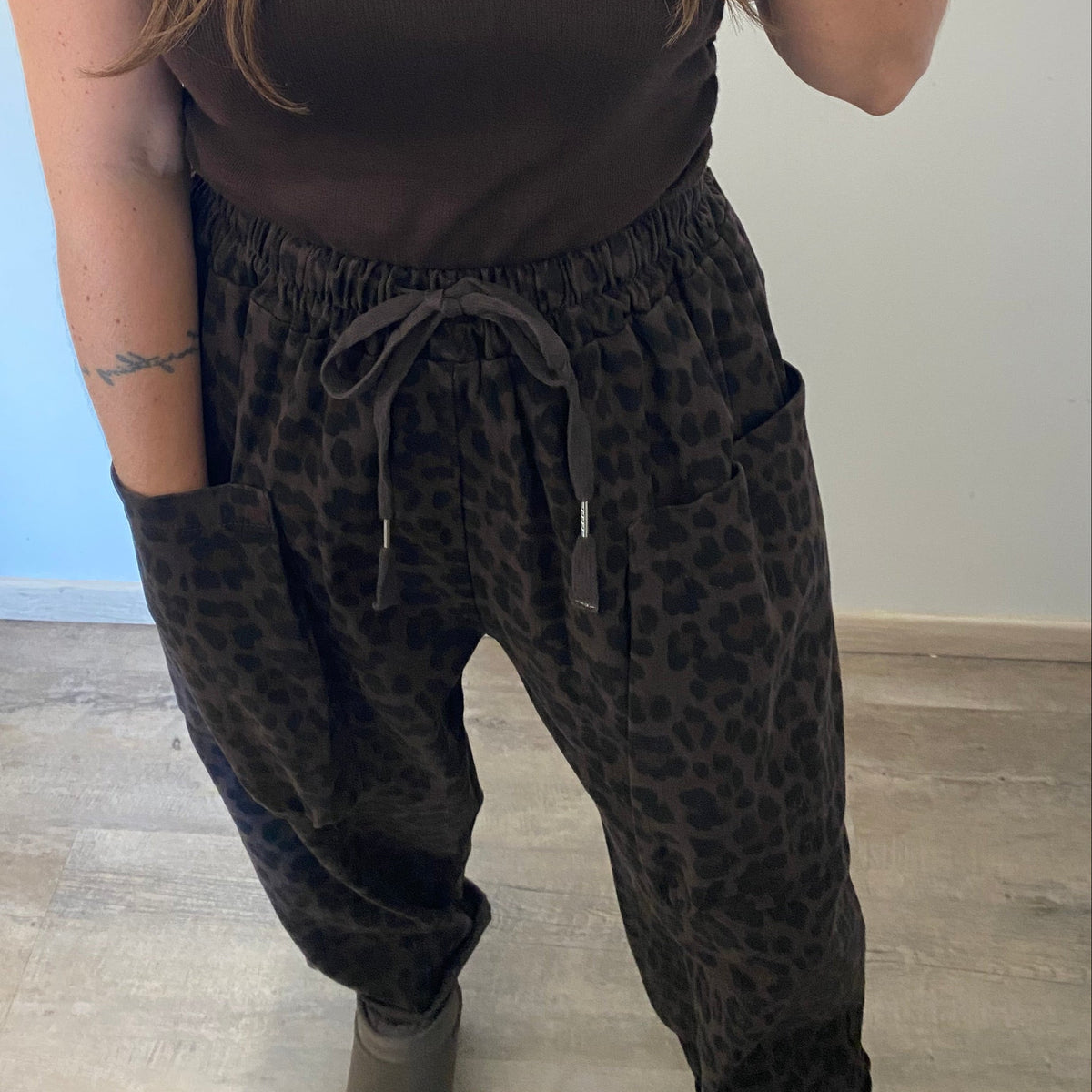 Pantalon Jogging Léopard marron