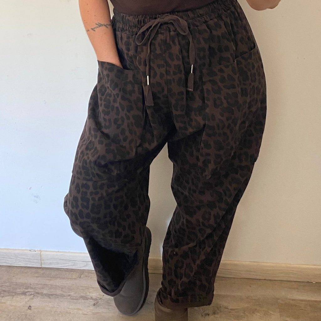 Pantalon Jogging Léopard marron