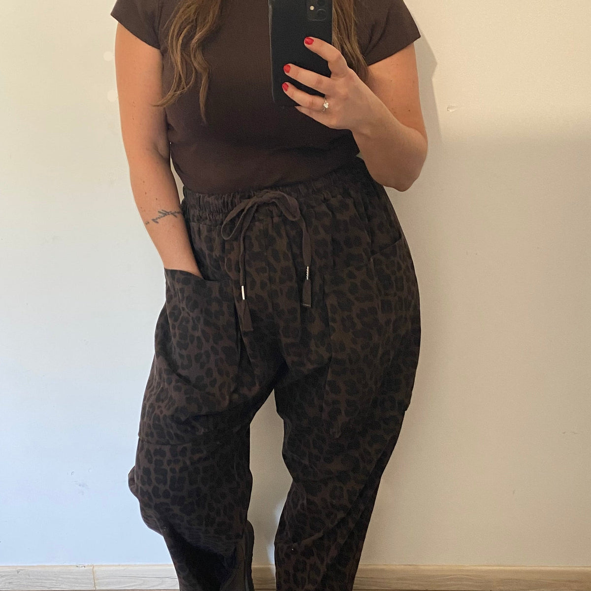 Pantalon Jogging Léopard marron
