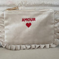 Pochette Velours Broderie Amour