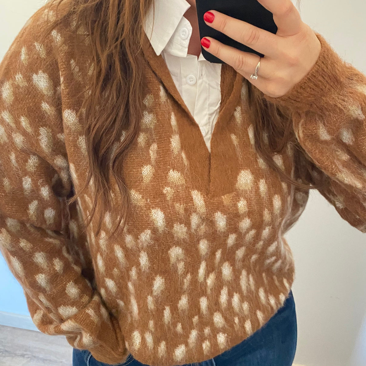 Pull Col Polo Imprimé Bambie